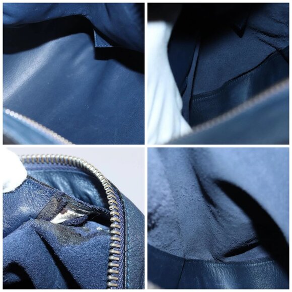 LOEWE Anagram Anton Backpack Leather Navy Silver Auth bs28942 - Picture 16 of 16